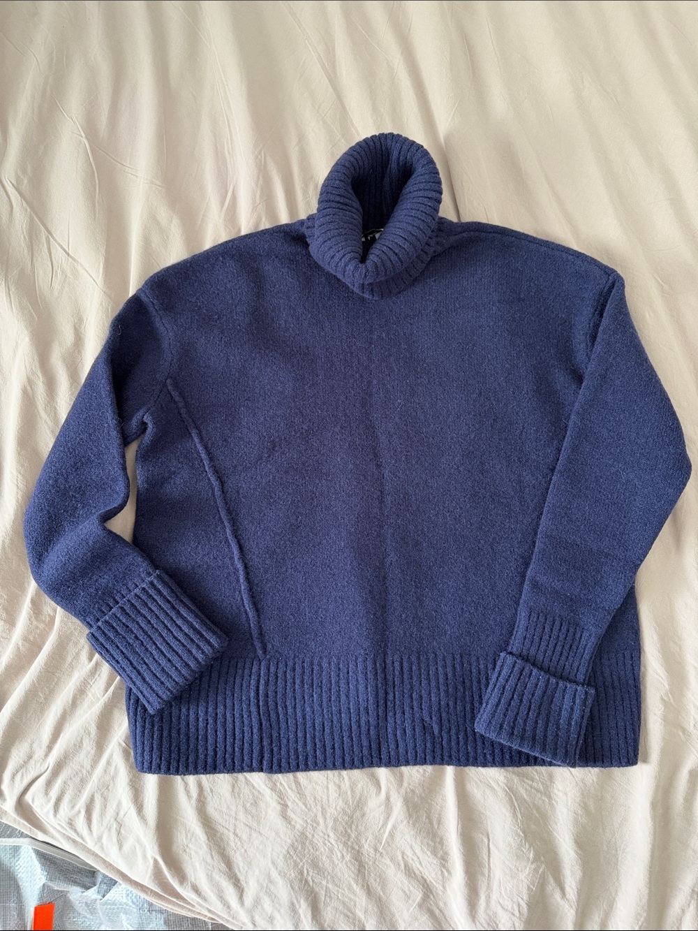 & Other Stories women oversized wool Navy Turtleneck Sweater